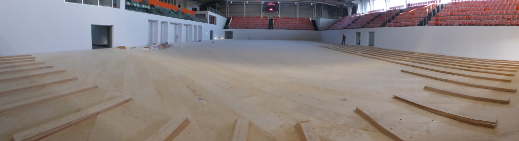 Una panoramica del&nbsp;nuovo parquet sportivo Dalla Riva Sportfloors alla Futsal Arena Moldavia