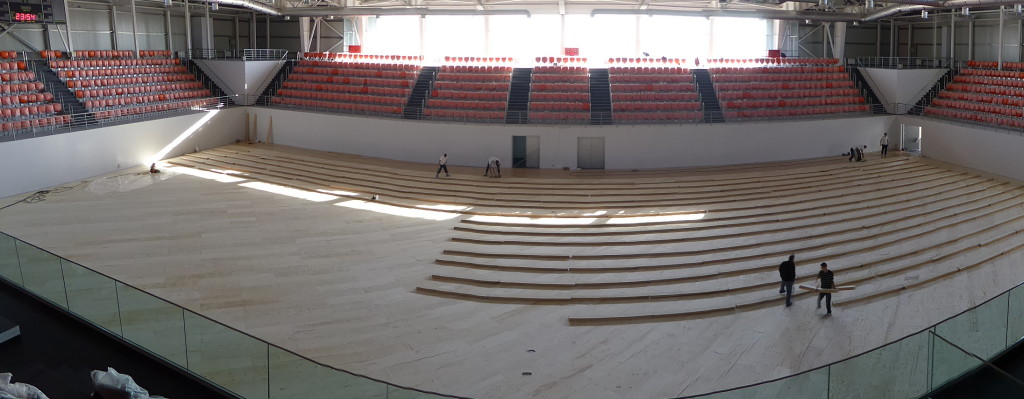 Il modello Playwood 14 in faggio della vasta gamma di parquet Dalla Riva Sportfloors ideale per discipline quali il calcio a 5 e il basket