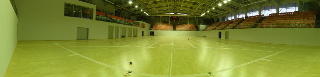 panoramica pavimentazione sportiva in legno Futsal Arena Dalla Riva Sportfloors
