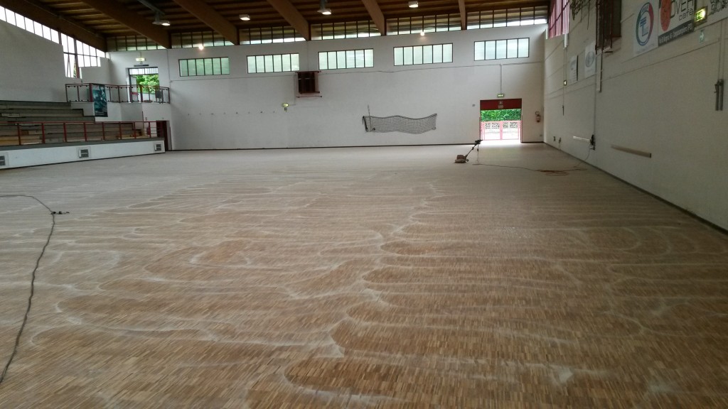 parquet veneto interessato dall'opera di manutenzione eseguita da Dalla Riva Sportfloors
