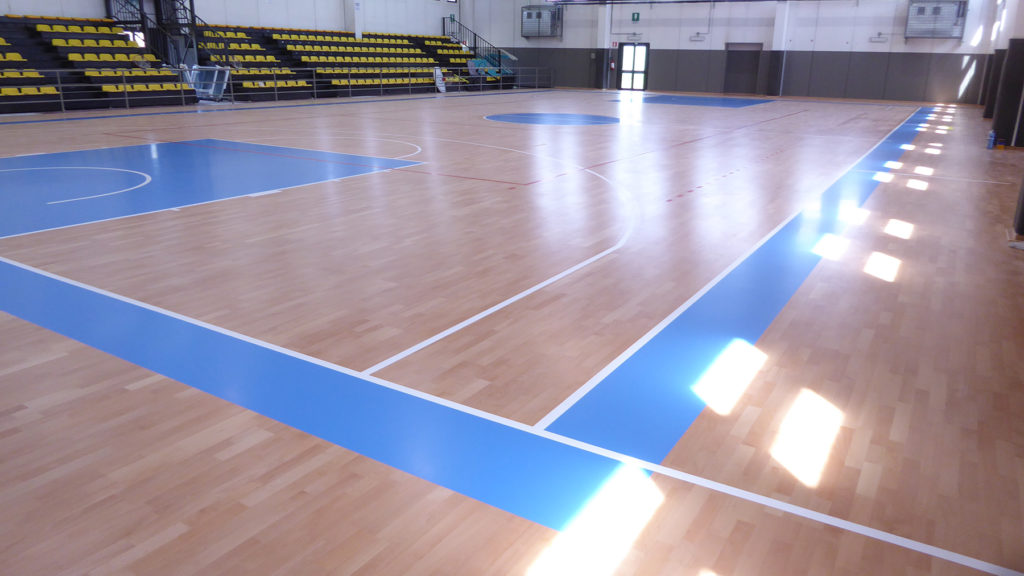 La splendida pavimentazione FIBA marchiata Dalla Riva